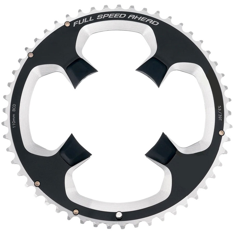 FSA PowerBox Road Chainring 1x 53T Tooth Count 110BCD Asymmetric Bolt Pattern 4-Bolt Interface  BLK
