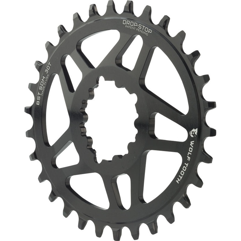 Wolf Tooth Elliptical Direct Mount Chainring – 30t SRAM Direct Mount Drop-Stop A For SRAM 3-Bolt Boost Cranksets 3mm Offset BLK