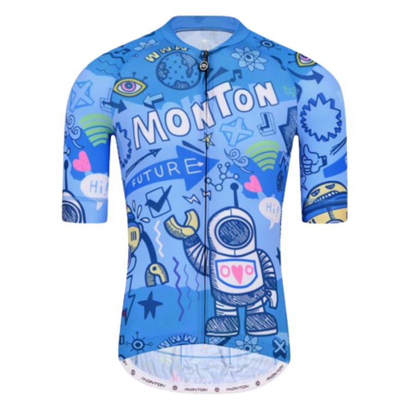 MONTON MENS CYCLING JERSEY LIFESTYLE ROBOTS BLUE Small