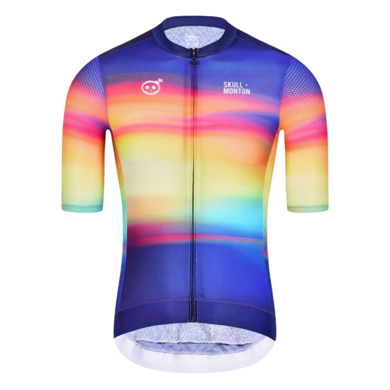 SKULL MONTON MENS CYCLING JERSEY NORTHERNLIGHTS YELLOW BLUE 2XL