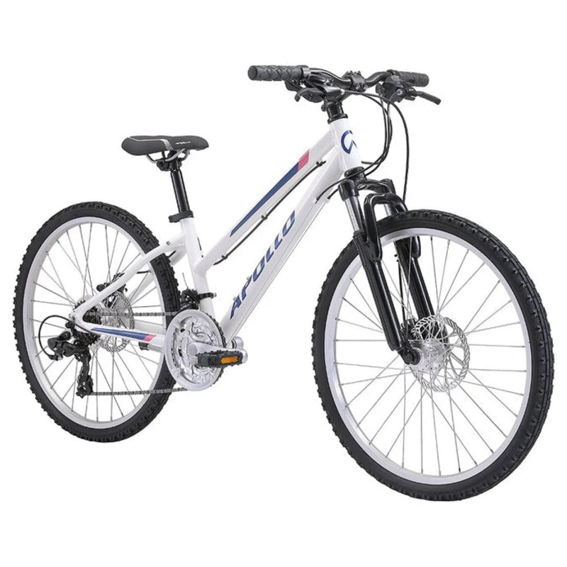 Apollo Verve 24″ Kids Mountain Bike Gloss White/Navy/Pink