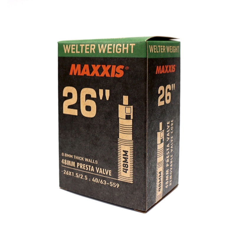 Maxxis – 26″ Welterweight Tubes MAXXIS TUBE 26 x 1.50/2.50 WELTERWEIGHT FV 48mm RVC, 0.8mm THICK