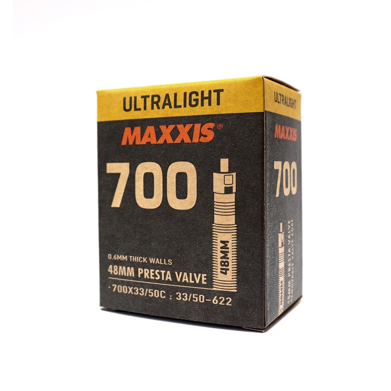 Maxxis – 700c Ultralight Tubes MAXXIS TUBE 700c x 23/32 FV ULTRALIGHT 48mm RVC, 0.6mm THICK