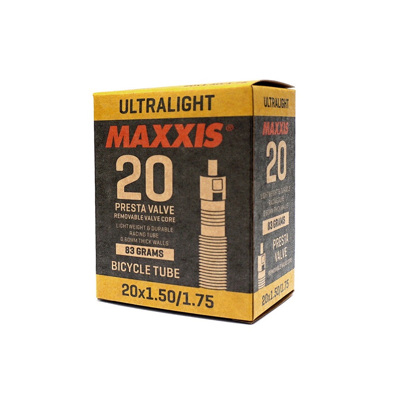 Maxxis – Ultralight 20″ Tubes MAXXIS TUBE 20 x 1.5/1.75 ULTRALIGHT FV 48mm 0.6mm WALL