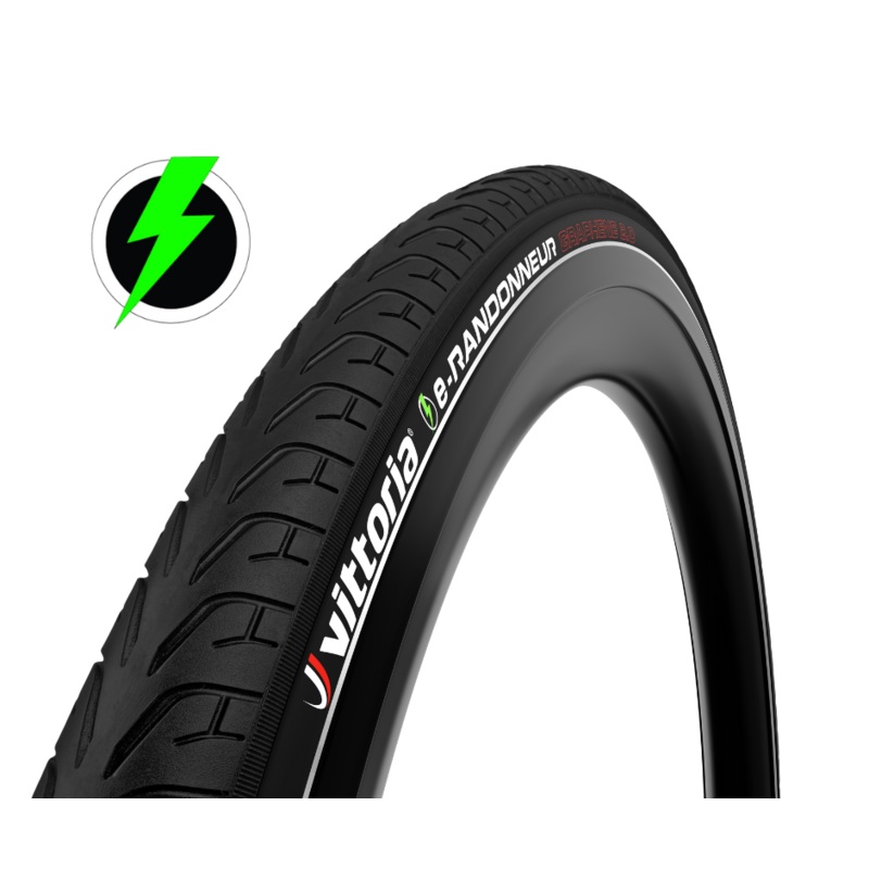 Vittoria e-Randonneur 27.5″ Tyre with Puncture Protection Layer and Reflective Sidewall Stripe e-Randonneur 27.5×1.75 (47-584) rigid black refl G2.0