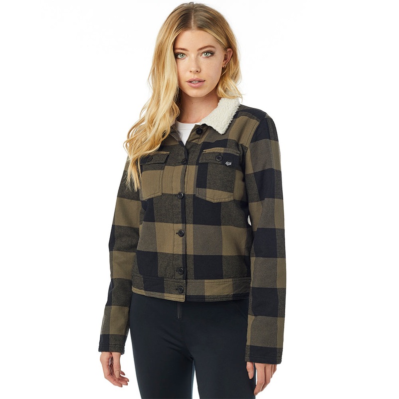 Womens Burnett Lined Flannel Shirt – Bark FOX WOMENS BURNETT LINED FLANNEL SHIRT [BARK] XS