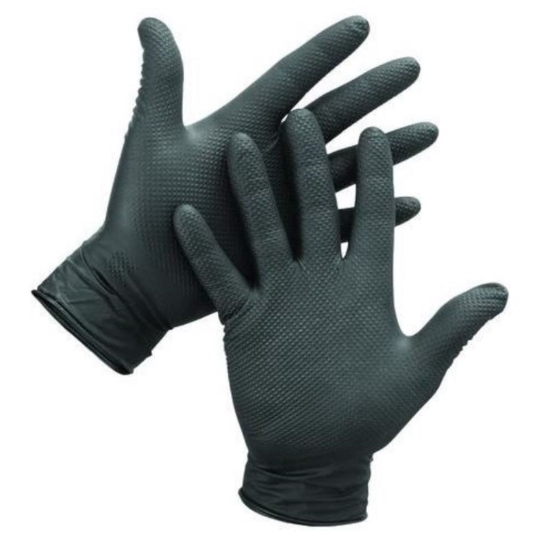 Black Diamond Textured Nitrile Gloves NITRILE GLOVES HEAVY DUTY 100/BOX POWDER FREE BLACK MEDIUM (BOX)