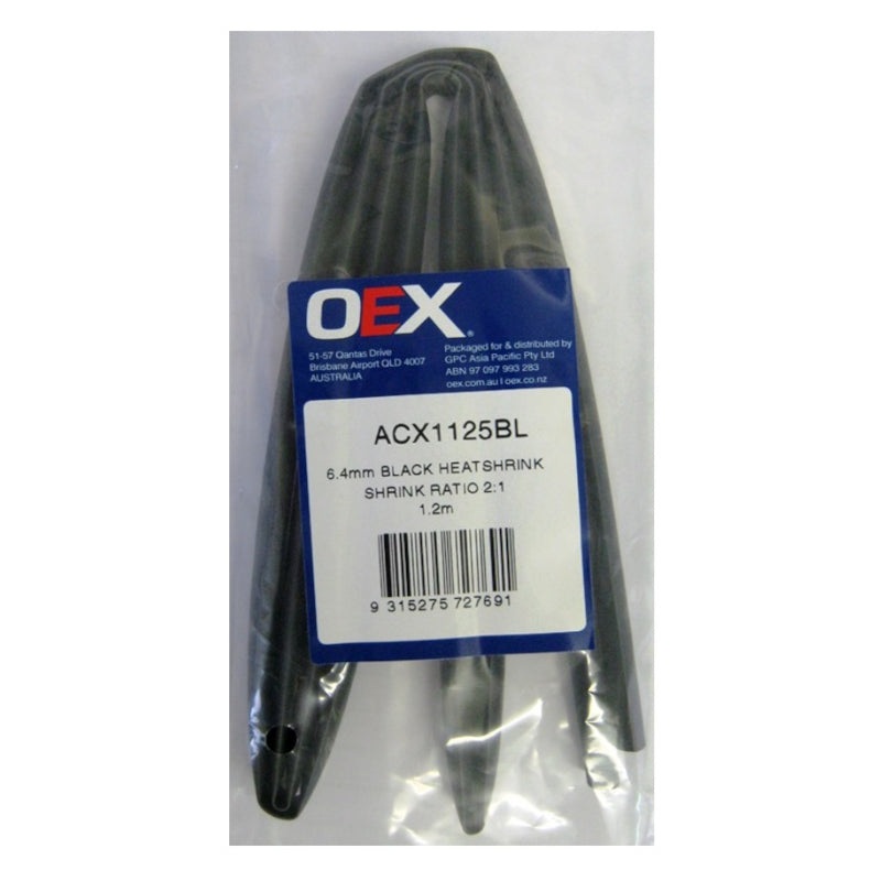 Heat Shrink 6.4mm Black HEATSHRINK BLACK 6.4MM X 1.2 METRE (EA)