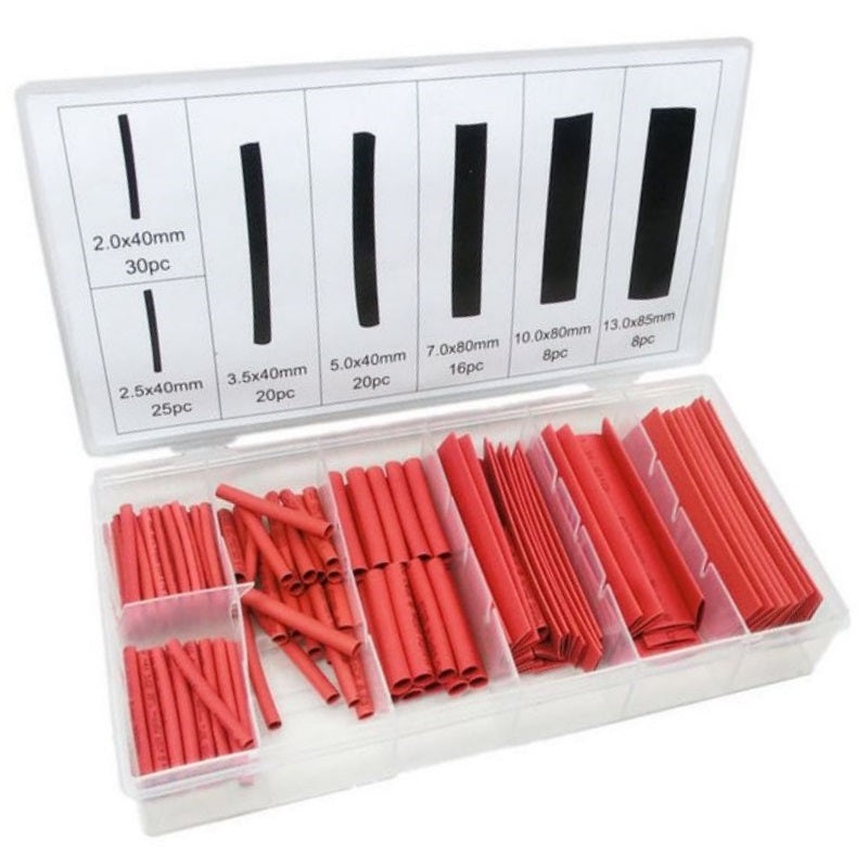 Heat Shrink Assortment 127 Piece Red HEAT SHRINK SET ASSORTED SIZES 127PCE RED (BOX)
