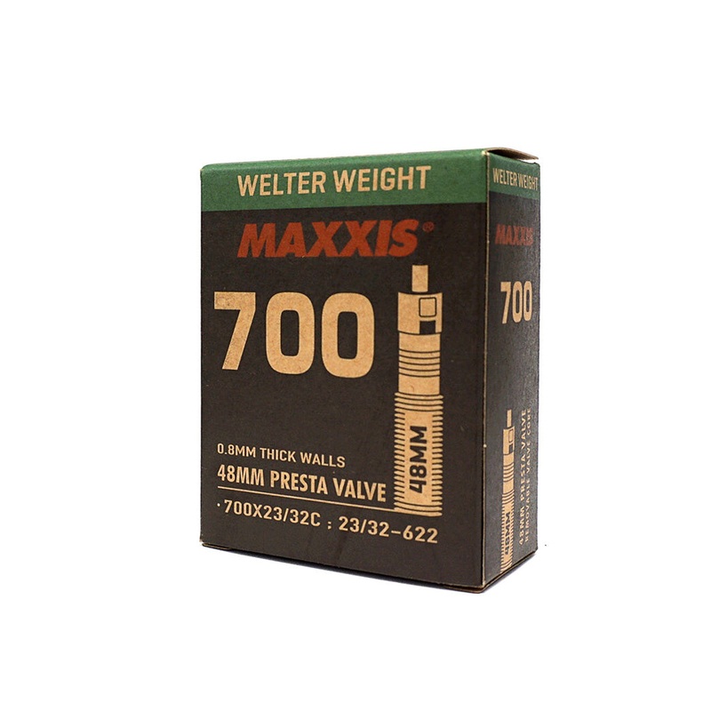 Maxxis – 700c Welterweight Tubes MAXXIS TUBE 700c x 23/32 FV WELTERWEIGHT 48mm RVC, 0.8mm THICK