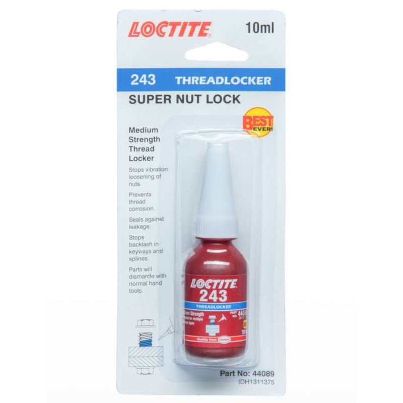 Loctite 243 Medium Strength Threadlocker 10ml LOCTITE THREADLOCKER 10ML GRADE 243 (EA)