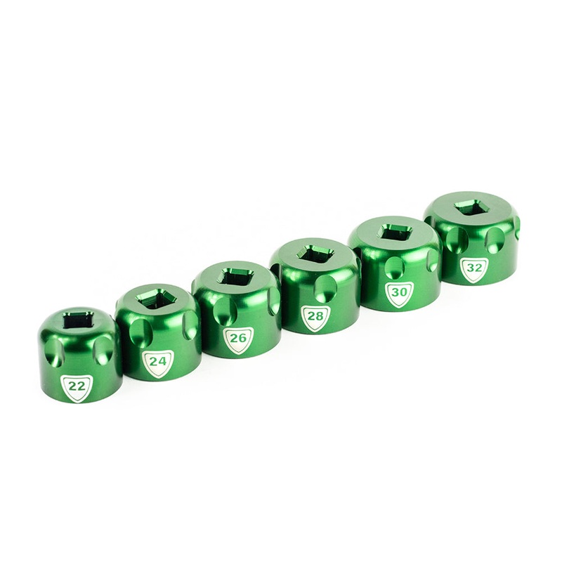 Abbey Suspension Top Cap Sockets – Full Set Abbey Bike Tools Top Cap Socket – Pack Of Six Containing 24mm / 26mm / 27mm / 28mm / 30mm / 32mm Sockets