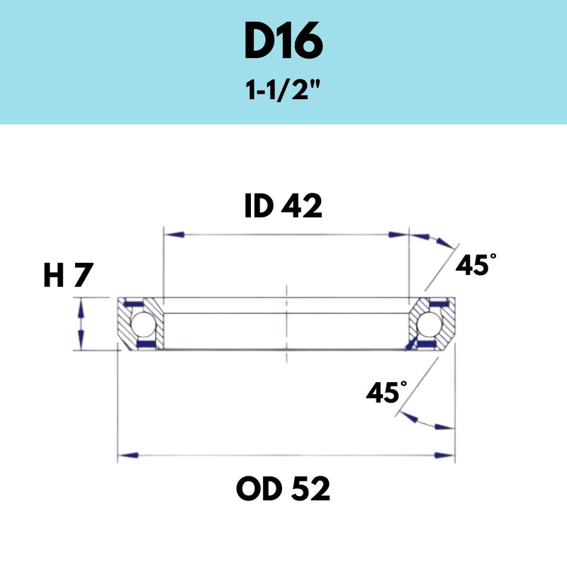 Black Bearing 1 1/2″ Headset Bearing D16