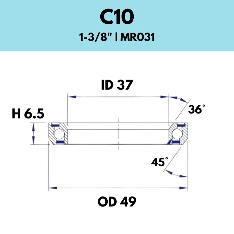 Black Bearing 1 3/8″ Headset Bearing C10