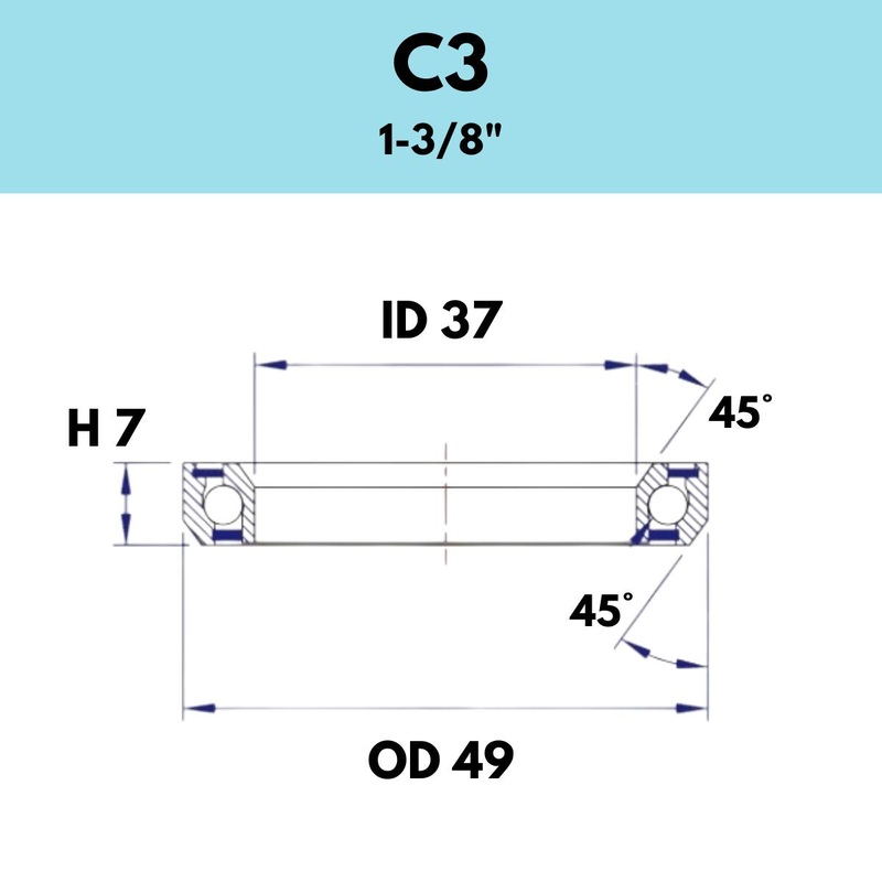 Black Bearing 1 3/8″ Headset Bearing C3
