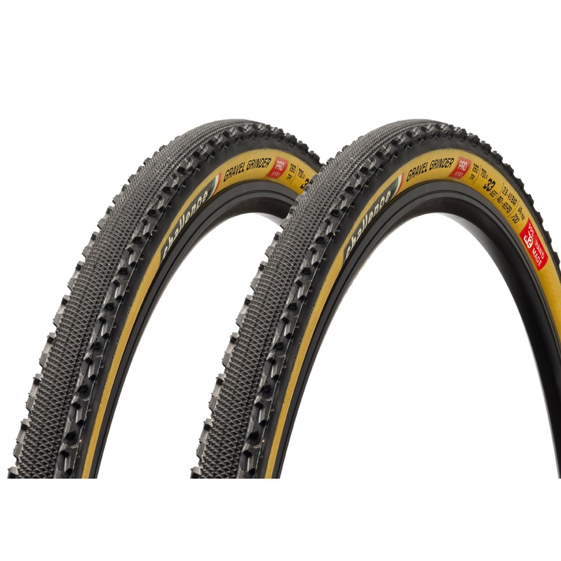 Challenge Gravel Grinder Pro Tubeless Tire 700x33c PAIR Gravel Cyclocross Bike Tanwall